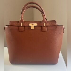 Ello Amira Leather Top-Handle vegan leather Tote with crossbody strap.